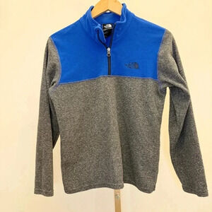 The North Face Boys' Blue & Gray Quarter Zip Fleece Pullover Size Large Casual